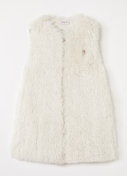 Moncler Meisjes Longline bodywarmer van imitatiebont in de kleur Wit, maat: 14A=164