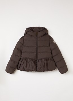 Moncler Meisjes Elizaveta gewatteerde jas met peplum en donsvulling in de kleur Donkerbruin, maat: 14A=164