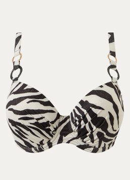 PrimaDonna Dames Dalice voorgevormde bikinitop met zebraprint en lurex in de kleur Gebroken wit