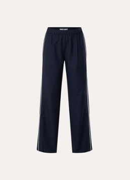 Fifth House Dames Lory high waist loose fit pantalon met krijtstreep in de kleur Donkerblauw