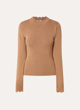 Fifth House Dames Larter top met geschulpt detail in de kleur Camel