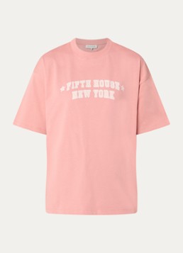 Fifth House Dames Milena T-shirt met print in de kleur Lichtroze