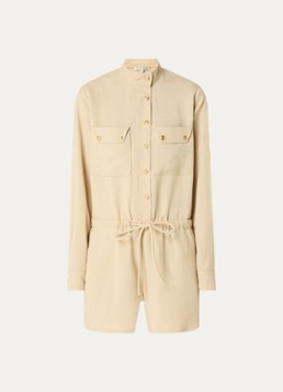 Fifth House Dames Mina straight fit playsuit met trekkoord en steekzakken in de kleur Beige