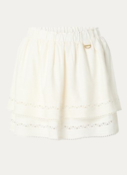 Fifth House Dames Morgan mini rok in linnenblend in de kleur Gebroken wit