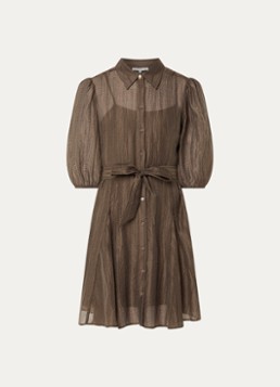 Fifth House Dames Myra mini blousejurk met strikceintuur in de kleur Bruin