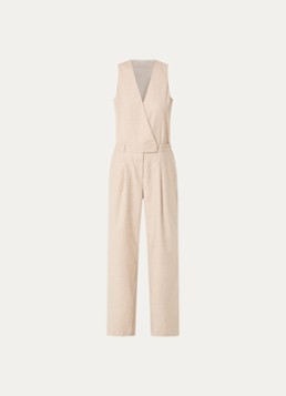Fifth House Dames Odil loose fit jumpsuit met steekzakken in de kleur Beige