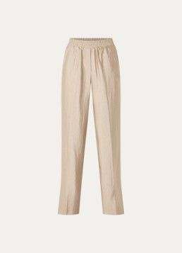 Fifth House Dames Orlando high waist straight fit broek met glanzende finish in de kleur Beige
