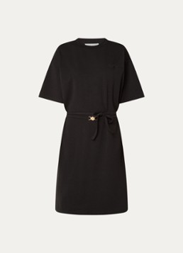 Fifth House Dames Oxsana mini jurk met logoborduring en strikceintuur in de kleur Zwart