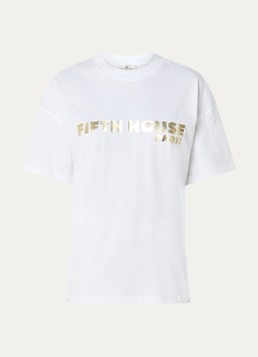 Fifth House Dames Neena T-shirt met logo in de kleur Wit