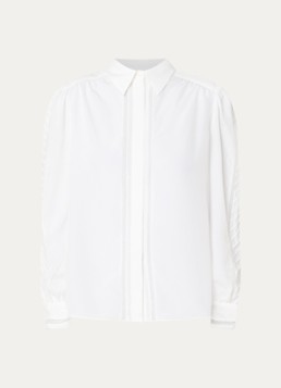 Fifth House Dames Nicoll blouse met logoborduring in de kleur Beige