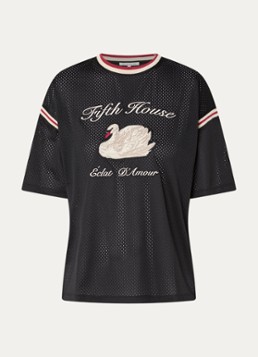 Fifth House Dames Otilia T-shirt met print in de kleur Zwart