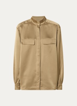 Fifth House Dames Pamplona blouse van satijn in de kleur Lichtbruin
