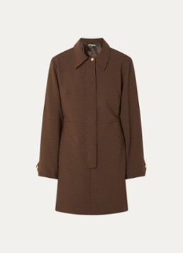 Fifth House Dames Paradice mini jurk met smockwerk in de kleur Donkerbruin
