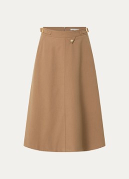 Fifth House Dames Perri high waited midi a-lijn rok met steekzakken in de kleur Camel