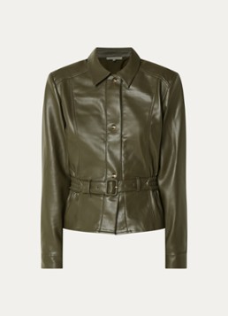 Fifth House Dames Picar blouse van imitatieleer met ceintuur in de kleur Donkergroen