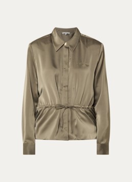 Fifth House Dames Pomeline blouse met logoborduring in de kleur Groen