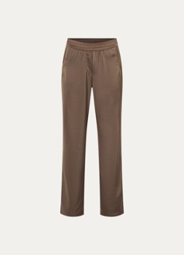 Fifth House Dames Pomeline high waist straight fit pantalon van satijn in de kleur Bruin