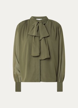 Fifth House Dames Poppy blouse met sjaalkraag in de kleur Bronsgroen