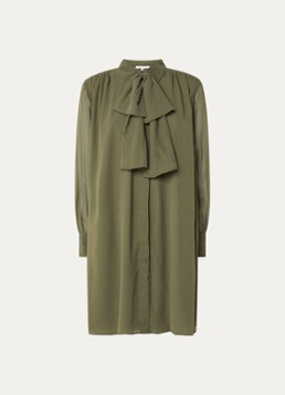Fifth House Dames Poppy midi blousejurk met strikceintuur in de kleur Bronsgroen