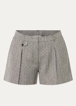 Fifth House Dames Poppylyn high waist wide fit korte broek met visgraatdessin in de kleur Zwart