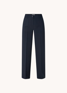 Modström Dames Gale high waist straight fit pantalon met steekzakken en persplooi in de kleur Indigo