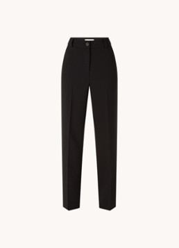 Modström Dames Gale high waist straight fit pantalon met steekzakken en persplooi in de kleur Zwart