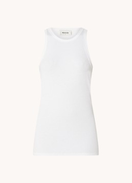 Modström Dames Igor ribgebreide tanktop met stretch in de kleur Wit
