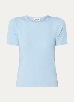 Modström Dames Igor T-shirt met ribstructuur in de kleur Lichtblauw