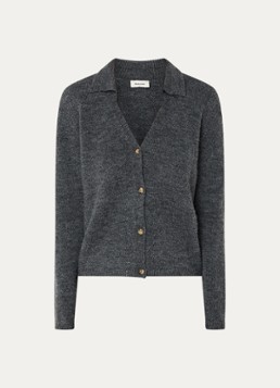 Modström Dames Patrick fijngebreid vest in wolblend in de kleur Donkergrijs