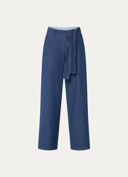 Modström Dames Possym high waist wide leg jeans met elastische band en strikceintuur in de kleur Indigo