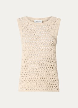 Modström Dames Vester mouwloze top met opengewerkt dessin in de kleur Beige