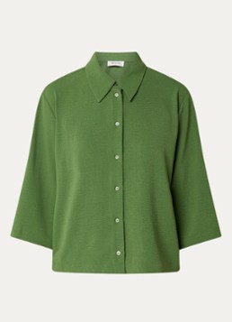 Modström Dames Popel blouse van crêpe met trompetmouw in de kleur Groen