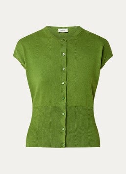 Modström Dames Bernadette fijngebreid vest met vlindermouw in de kleur Groen