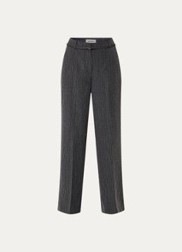 Modström Dames Birna mid waist wide fit pantalon met krijtstreep in de kleur Antraciet