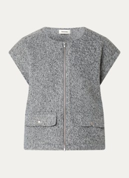 Modström Dames Bibber grofgebreid gilet met klepzakken in de kleur Grijsmele