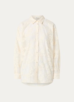 Modström Dames Babara semi-transparante blouse met print in de kleur Creme