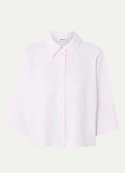 Modström Dames Popel blouse van crêpe met trompetmouw in de kleur Lichtpaars