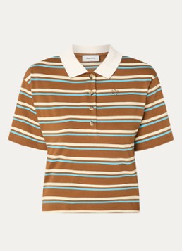 Modström Dames Stetson polo met streepprint in de kleur Oranjebruin