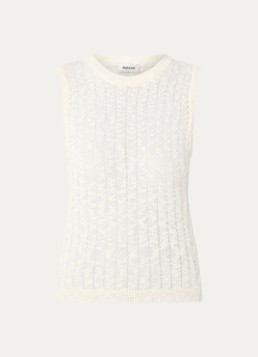 Modström Dames Agnes semi-transparante top met opengewerkt dessin in de kleur Creme