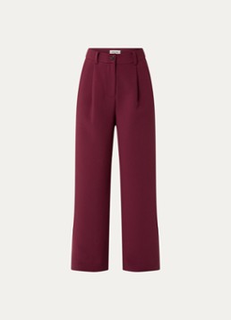 Modström Dames Gale high waist straight fit pantalon met steekzakken en persplooi in de kleur Donkerrood