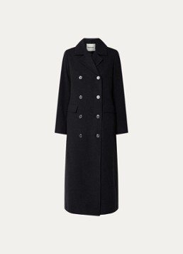 Modström Dames Juniper mantel in wolblend met klepzakken in de kleur Zwart