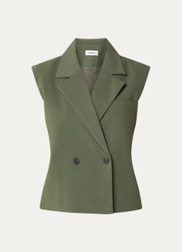 Modström Dames Gale double-breasted gilet in de kleur Olijfgroen