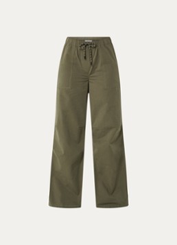 Modström Dames Urania high waist loose fit broek met steekzakken in de kleur Olijfgroen