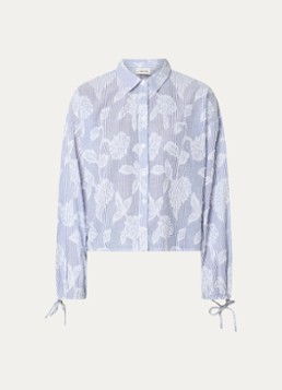 Modström Dames Christan blouse met streepprint en bloemborduring in de kleur Blauw