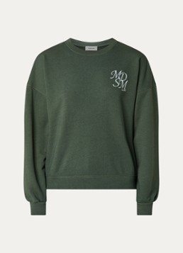 Modström Dames Claudette sweater met logoborduring in de kleur Donkergroen