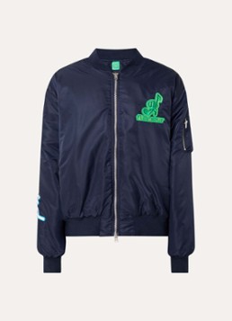 FLÂNEUR Heren Music oversized bomber met borduring in de kleur Donkerblauw, maat: S