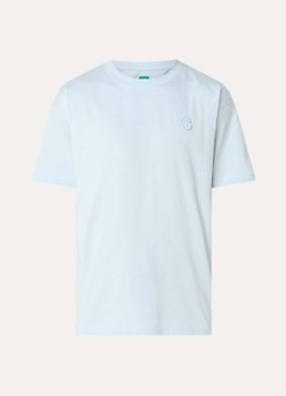 FLÂNEUR Heren Rubber T-shirt met logo in de kleur Blauwgrijs, maat: S
