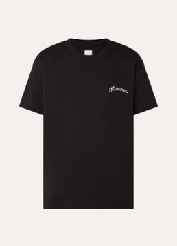 FLÂNEUR Heren Signature T-shirt met logo in de kleur Zwart, maat: S