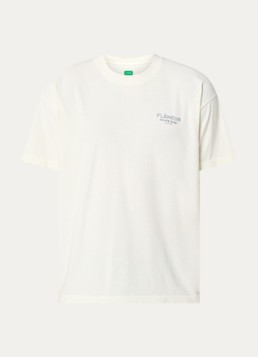 FLÂNEUR Heren Sound & Design T-shirt met logo- en backprint in de kleur Creme, maat: L