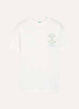 FLÂNEUR Heren Speaker T-shirt met logo- en backprint in de kleur Wit, maat: S